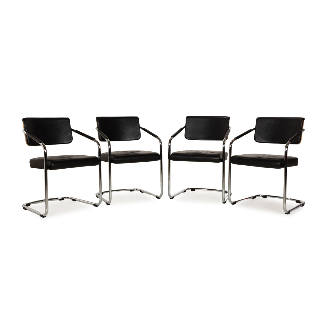 Set of 4 Wöstmann Naxos Leather Chair Black