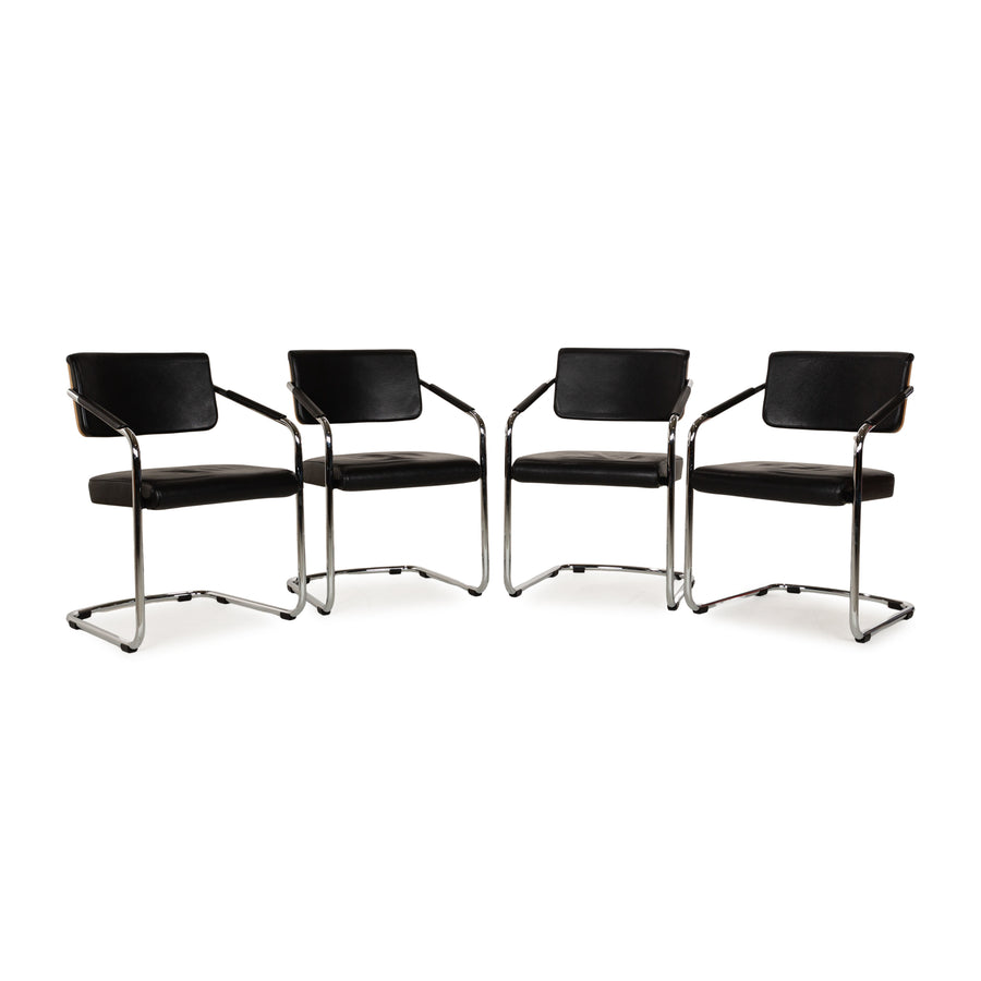 Lot de 4 chaises Wöstmann Naxos en cuir noir