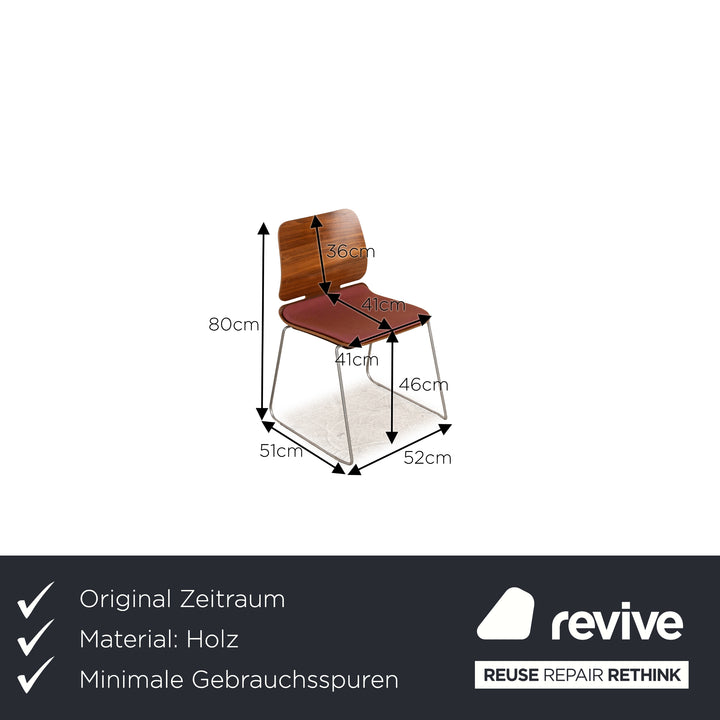 4er Garnitur Zeitraum Form Stuhl Stoff Lila Rosé Holz Braun