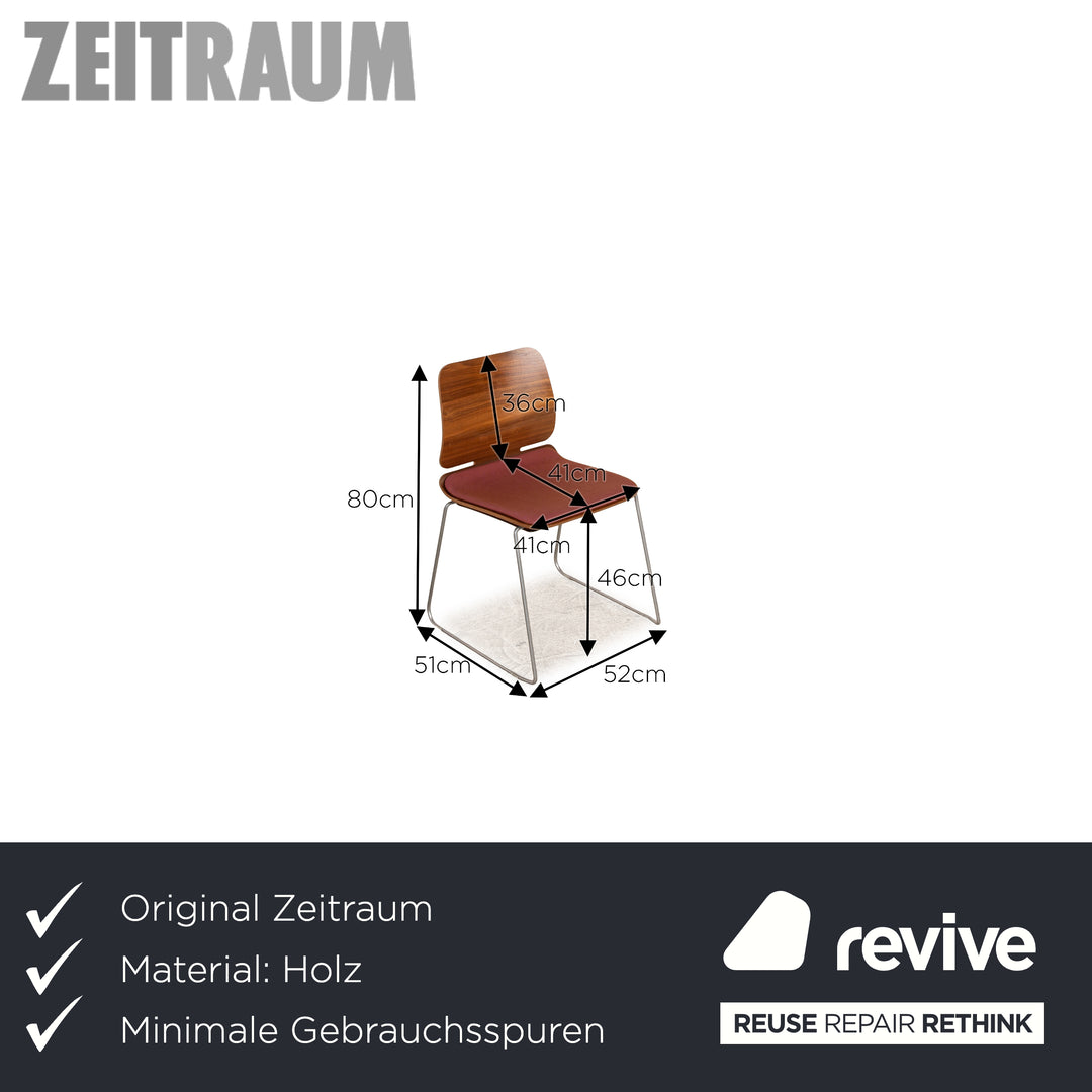 4er Garnitur Zeitraum Form Stuhl Stoff Rosé Holz Braun