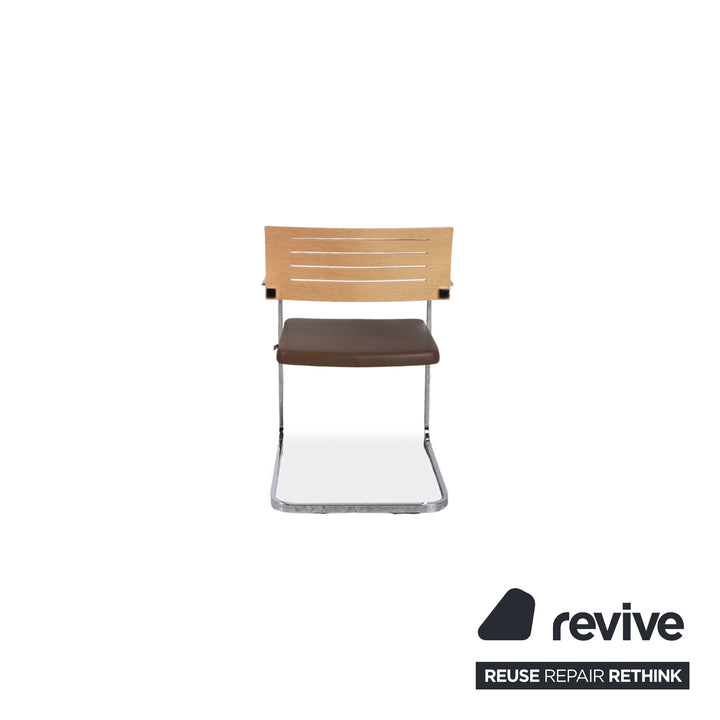 Ensemble de 4 chaises en cuir marron Züco, bois