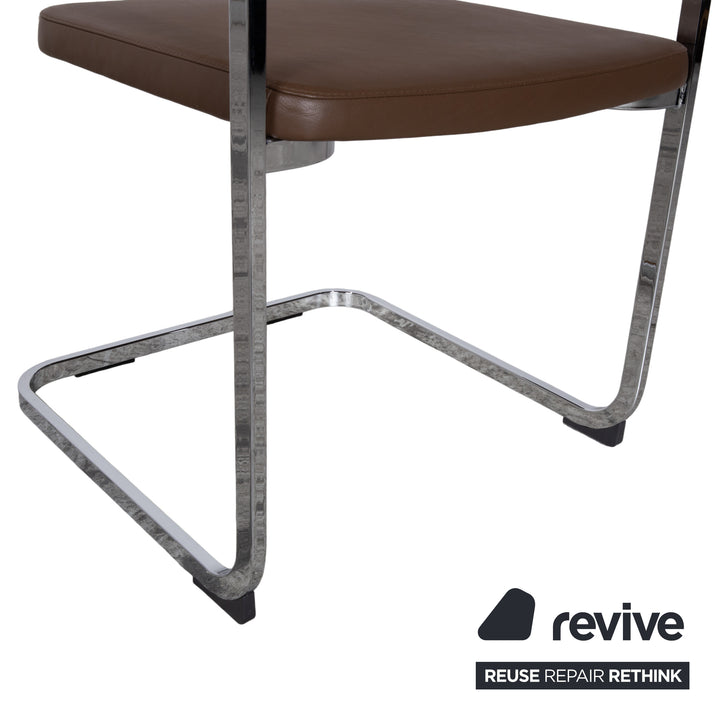 4er Garnitur Züco Leder Stuhl Braun Holz