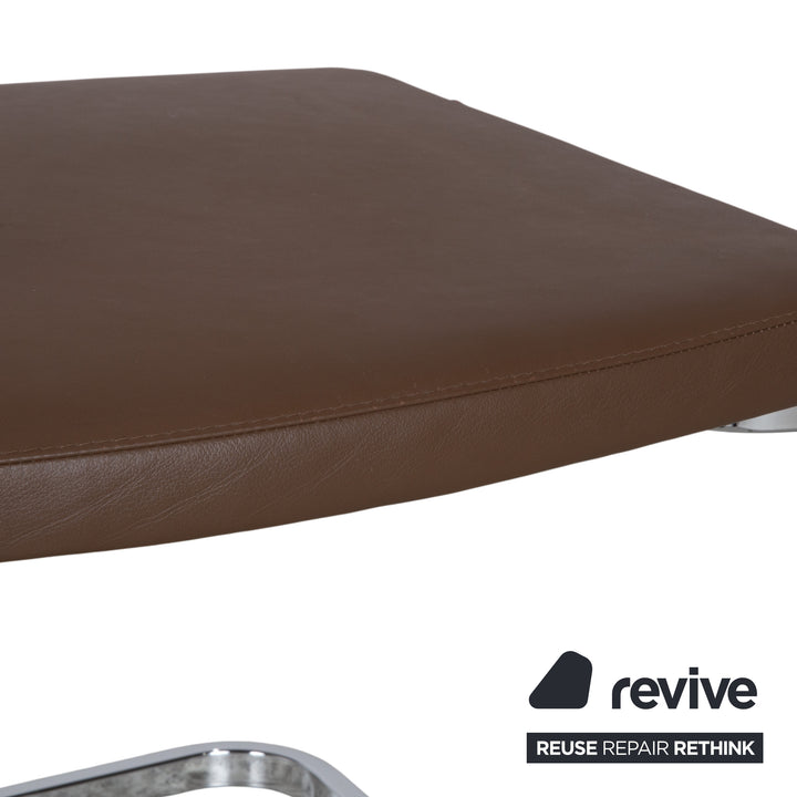 Set of 4 Züco Leather Chairs, Brown Wood