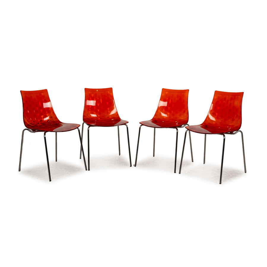 Set of 4 Calligaris Plastic Chair Orange