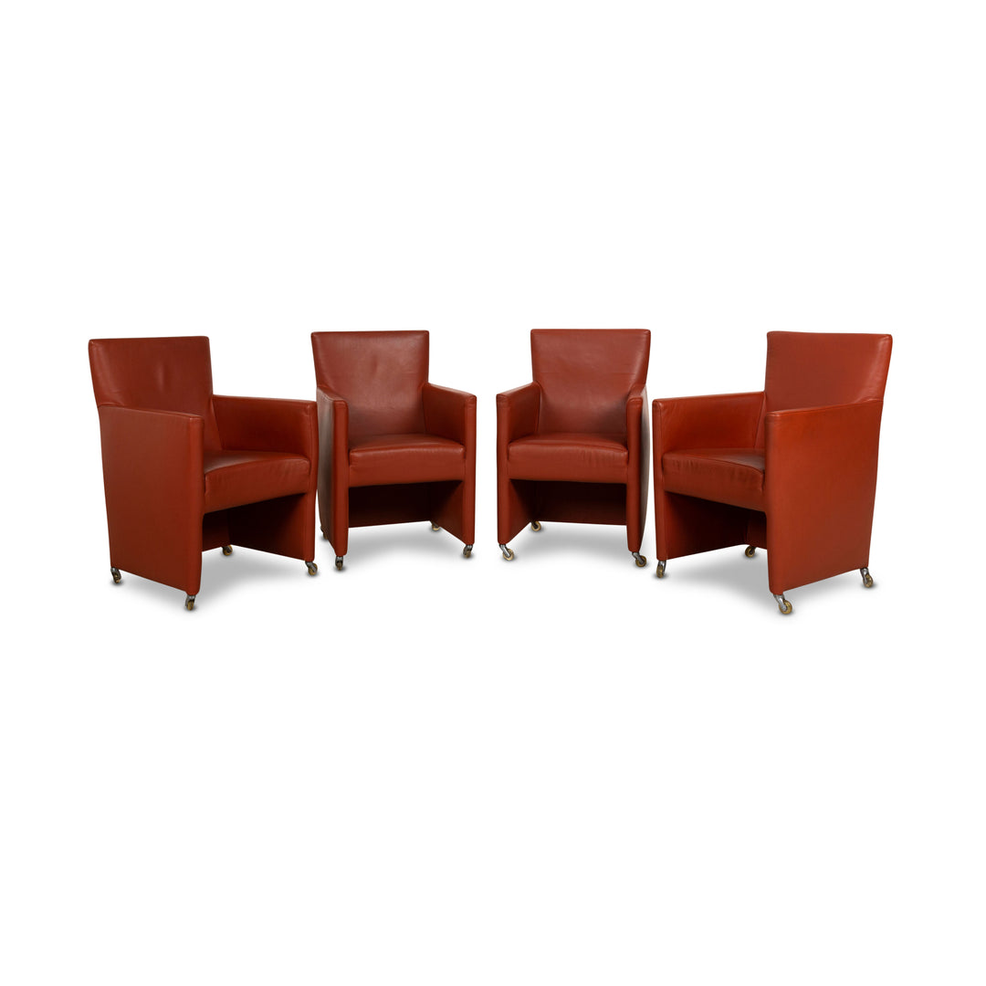 4er Sessel Garnitur bert plantagie Leder Orange