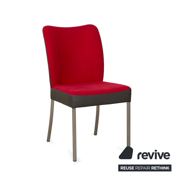 4er Set Bert Plantagie Duo Vierfuß Stuhl Leder Stoff Rot Schwarz