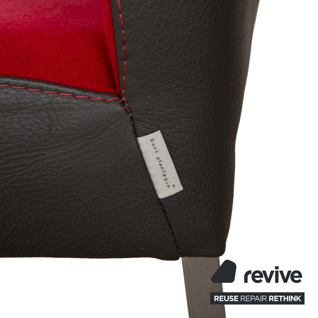 4er Set Bert Plantagie Duo Vierfuß Stuhl Leder Stoff Rot Schwarz