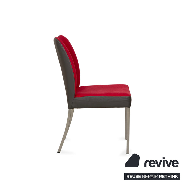 4er Set Bert Plantagie Duo Vierfuß Stuhl Leder Stoff Rot Schwarz