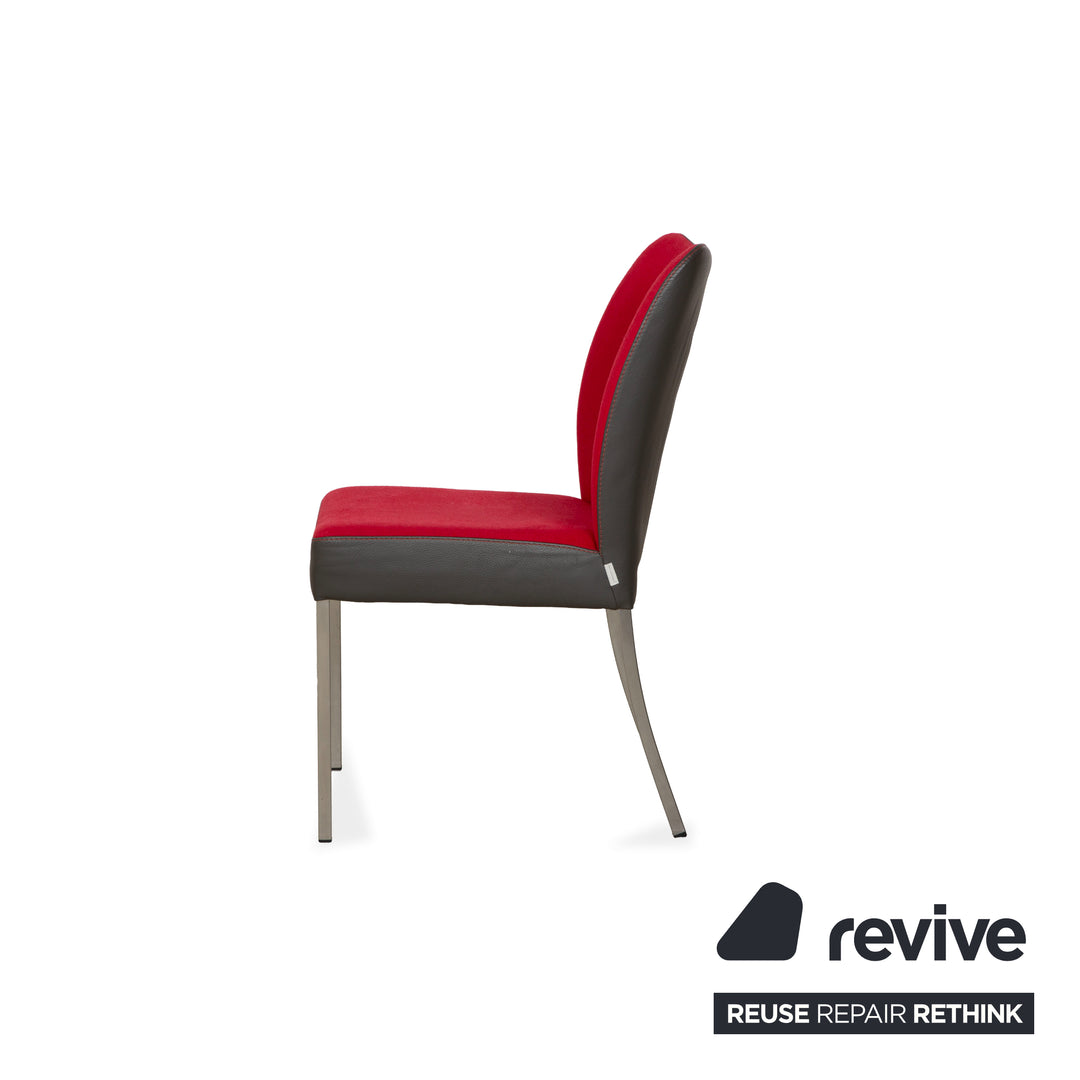 4er Set Bert Plantagie Duo Vierfuß Stuhl Leder Stoff Rot Schwarz