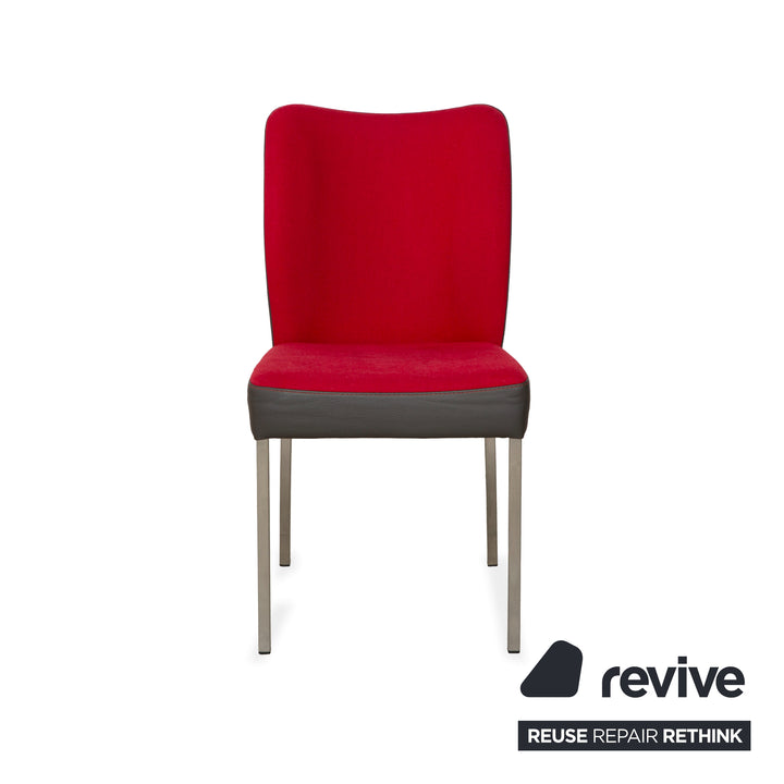 4er Set Bert Plantagie Duo Vierfuß Stuhl Leder Stoff Rot Schwarz