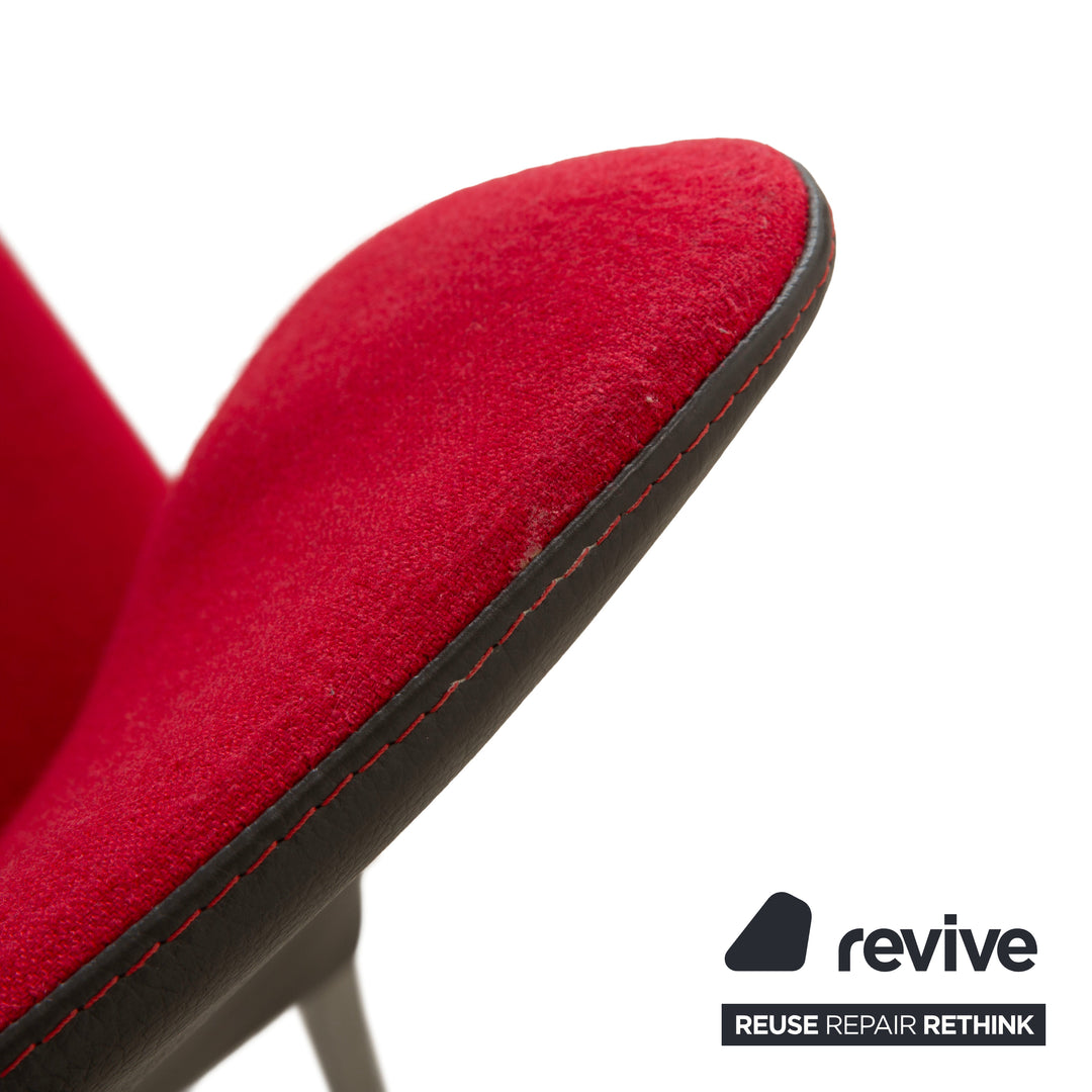 4er Set Bert Plantagie Duo Vierfuß Stuhl Leder Stoff Rot Schwarz