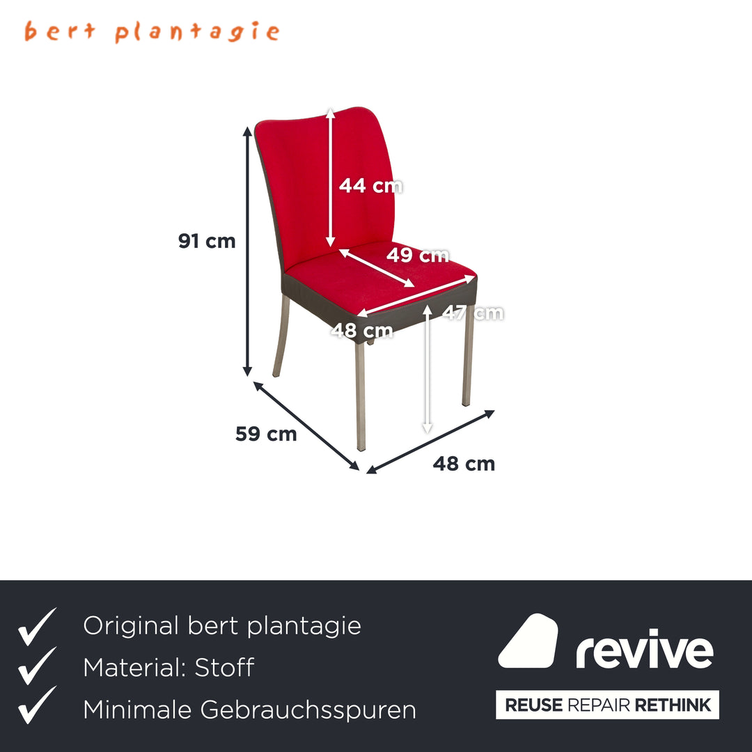 4er Set Bert Plantagie Duo Vierfuß Stuhl Leder Stoff Rot Schwarz