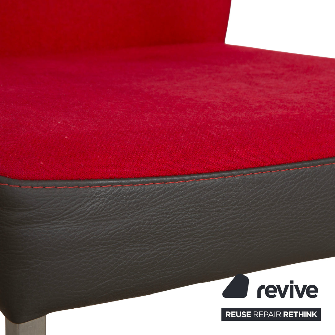 4er Set Bert Plantagie Duo Vierfuß Stuhl Leder Stoff Rot Schwarz