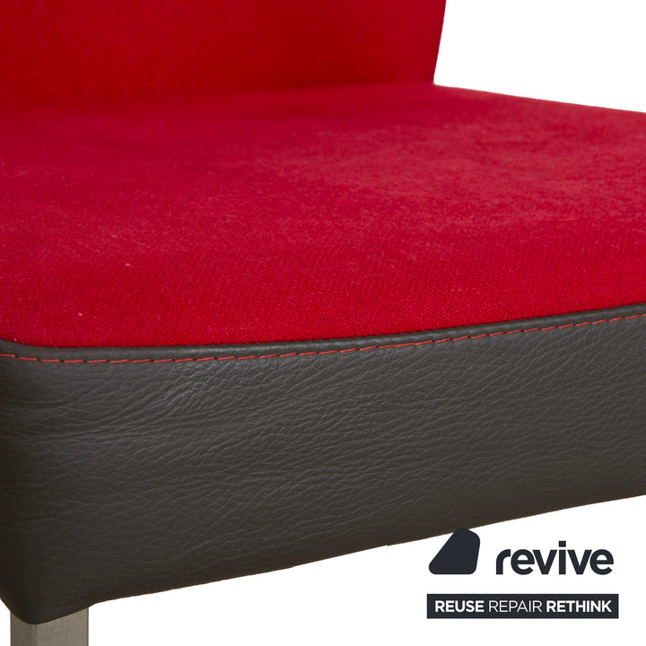 4er Set Bert Plantagie Duo Vierfuß Stuhl Leder Stoff Rot Schwarz