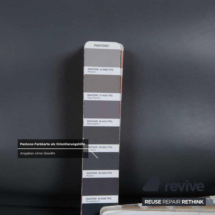 Set of 4 Cassina Cab 413/412 Gray Leather Chairs, Core Leather, Mario Bellini