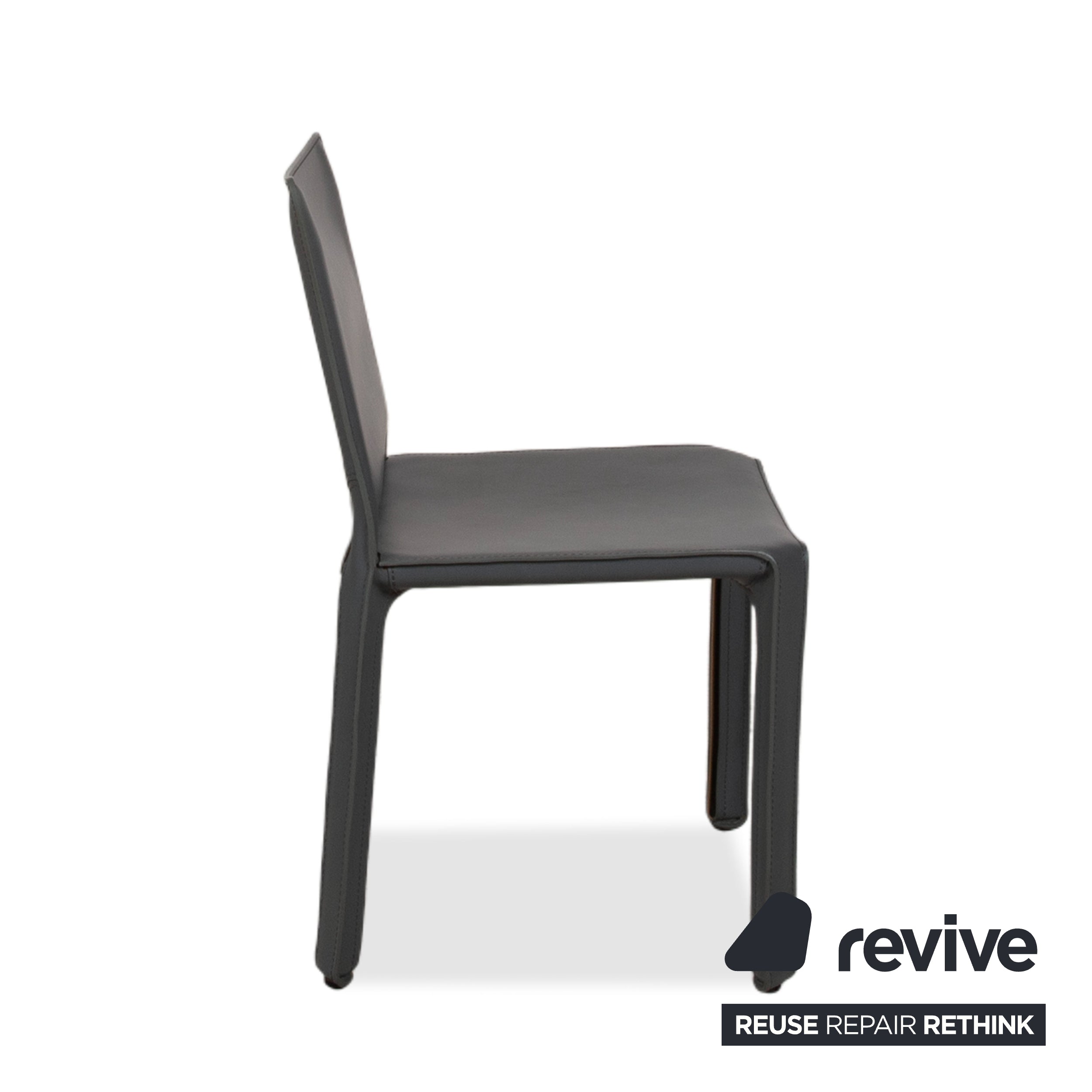 4er Set Cassina Cab 413 Grau Leder Stuhl Garnitur Kernleder Mario Bellini