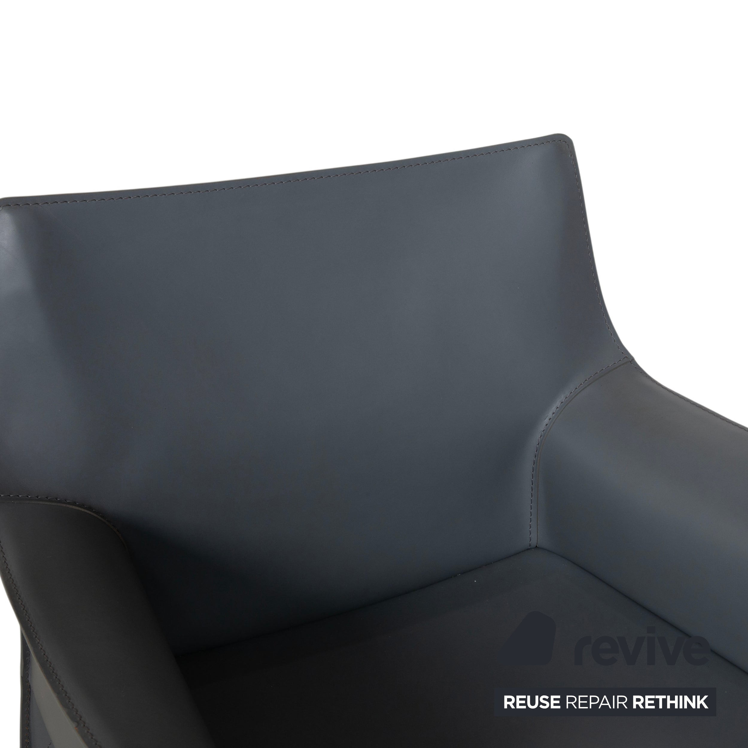 4er Set Cassina Cab 413 Grau Leder Stuhl Garnitur Kernleder Mario Bellini