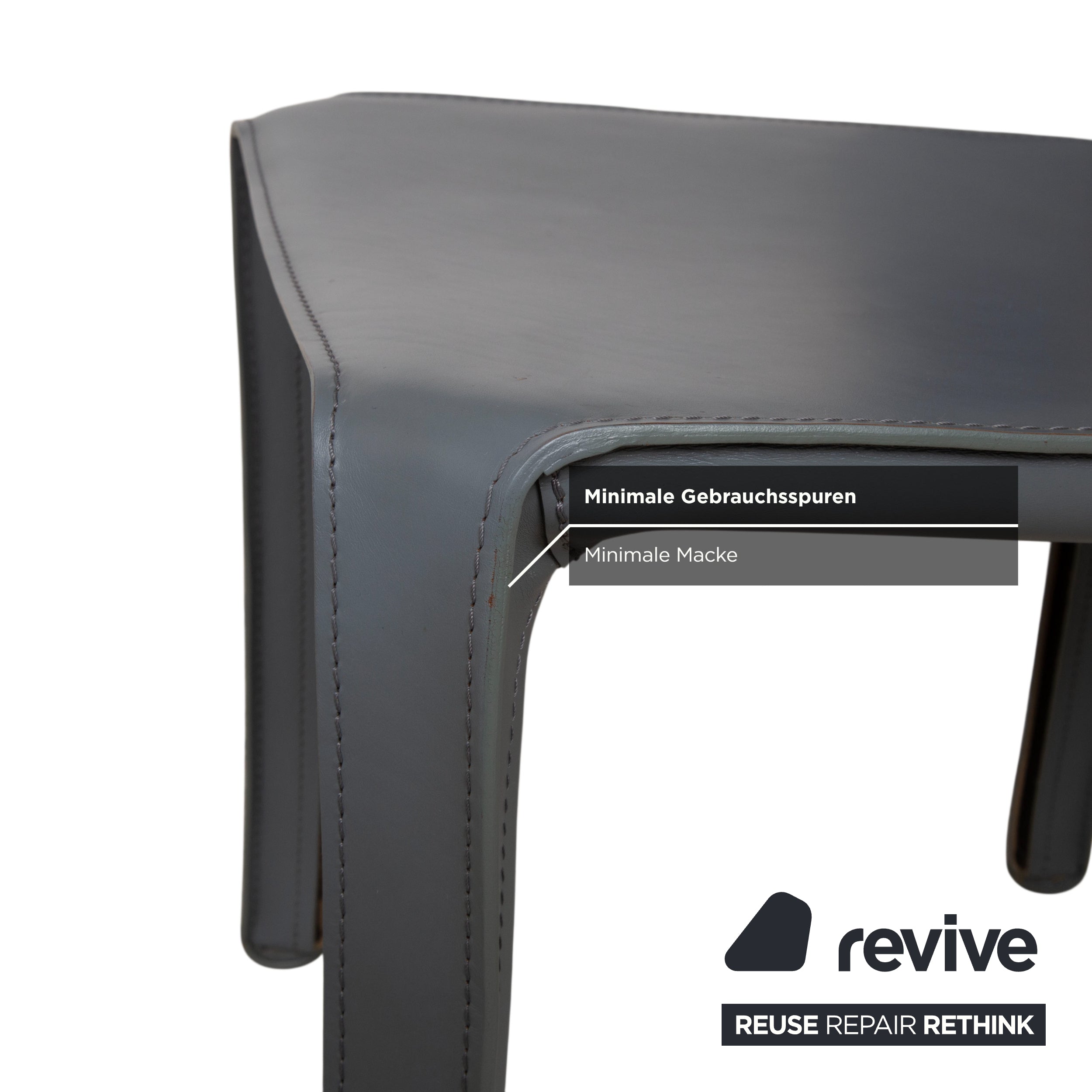 4er Set Cassina Cab 413 Grau Leder Stuhl Garnitur Kernleder Mario Bellini