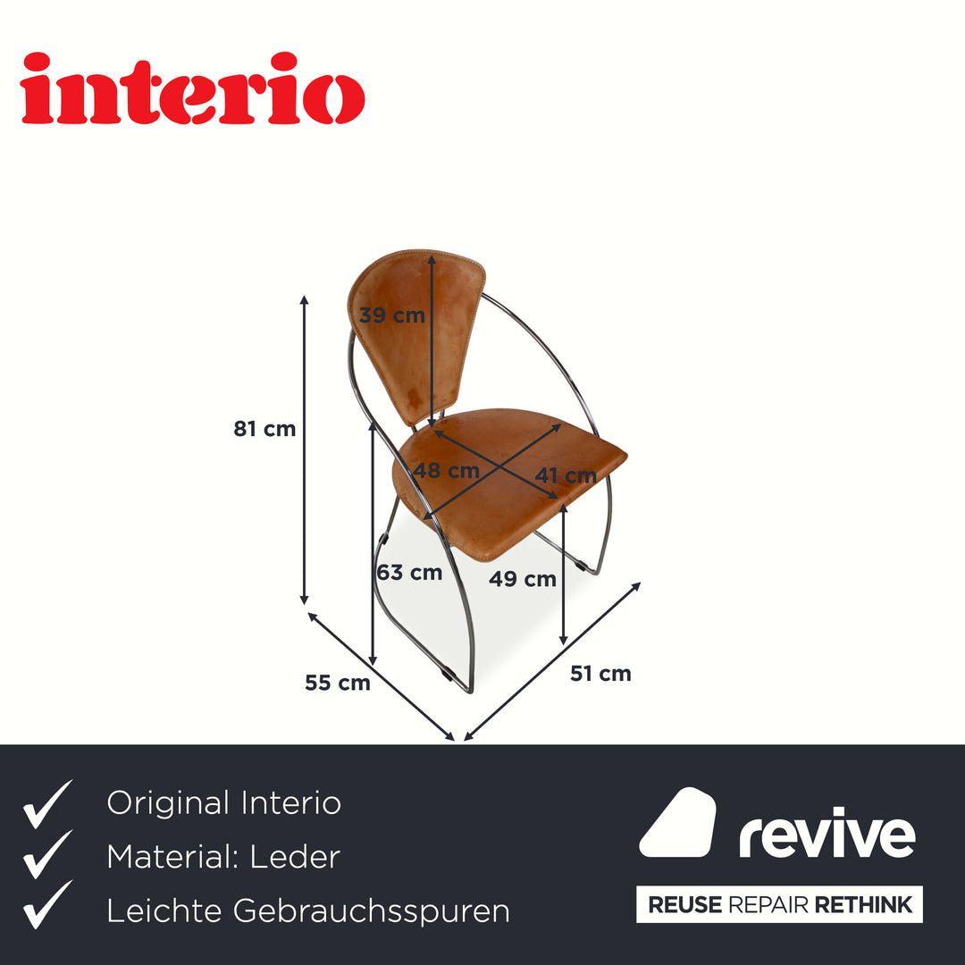 4er Set Interio Croma Stahlrohrstuhl Stühle Natur Leder Braun