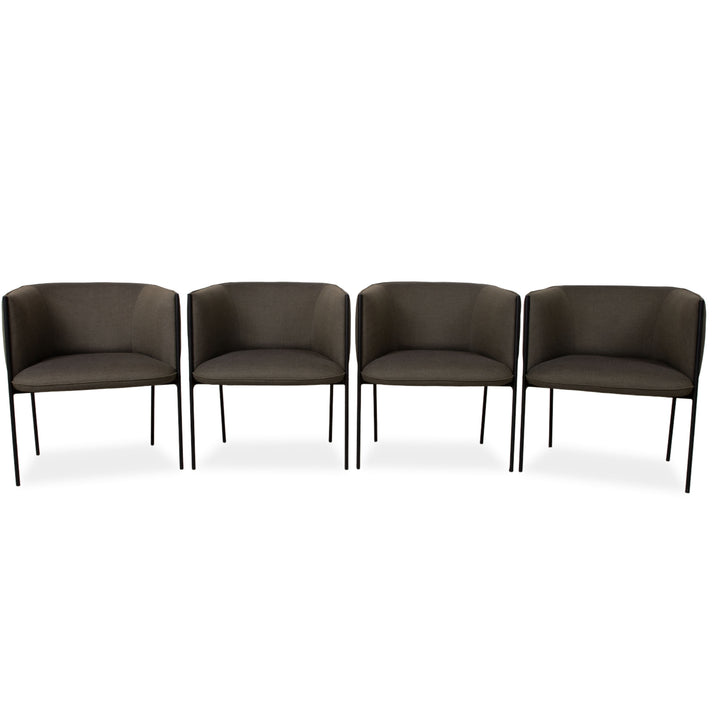 Ensemble de 4 chaises Wendelbo Sepal, tissu : laine, gris Fiord de Kvadrat, structure : acier noir, Luca Nichetto