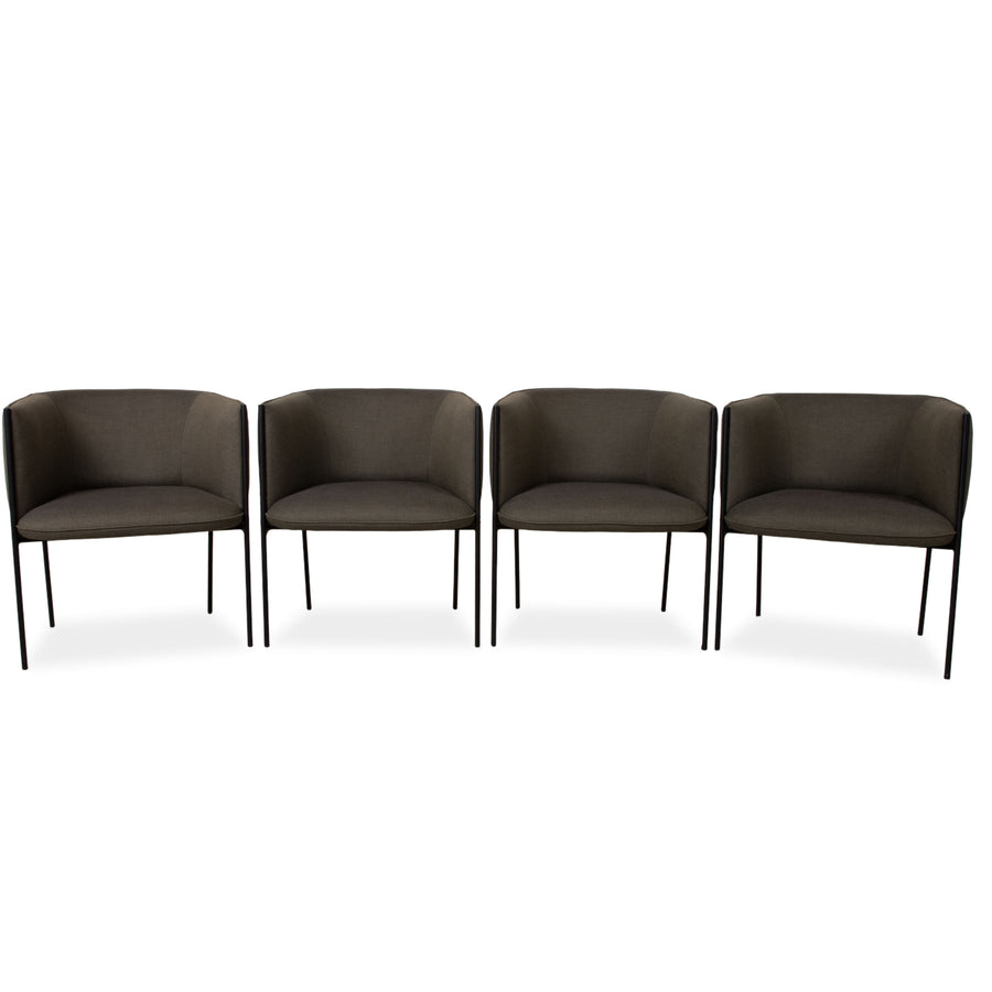 Set of 4 Wendelbo Sepal chairs, fabric: wool, Kvadrat Fiord grey, frame: steel, black, Luca Nichetto