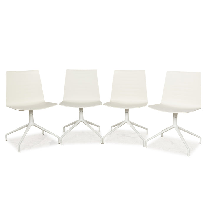 4er Stuhl-Garnitur Andreu World Kunststoff Stuhl Weiß Creme manuelle Funktion Drehstuhl
