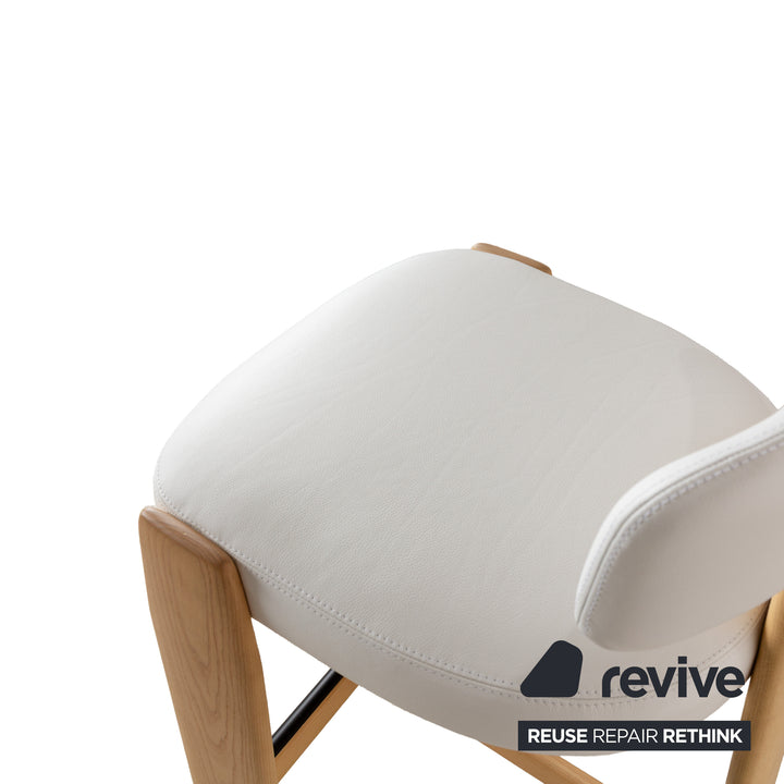 4-seater chair set Andreu World Oru leather wooden chair white brown stool bar stool