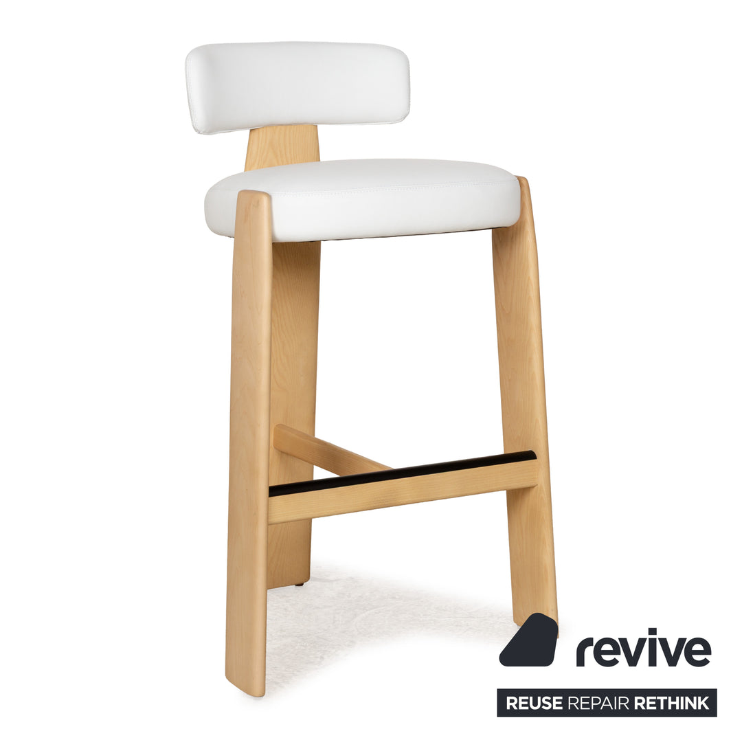 4-seater chair set Andreu World Oru leather wooden chair white brown stool bar stool