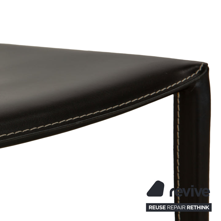 Set of 4 Bontempi Linda Leather Black Dining Chairs