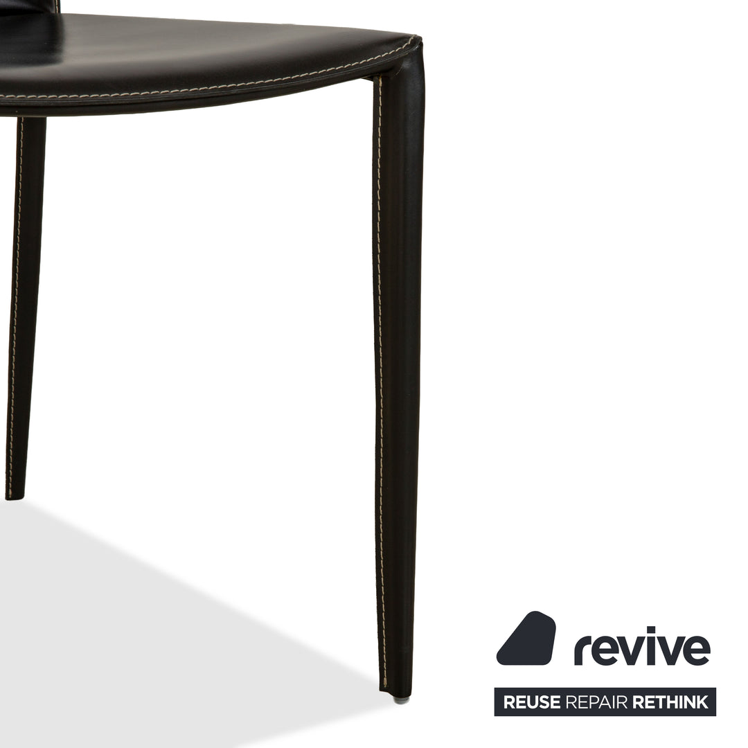 Set of 4 Bontempi Linda Leather Black Dining Chairs