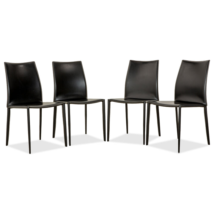 Set of 4 Bontempi Linda Leather Black Dining Chairs