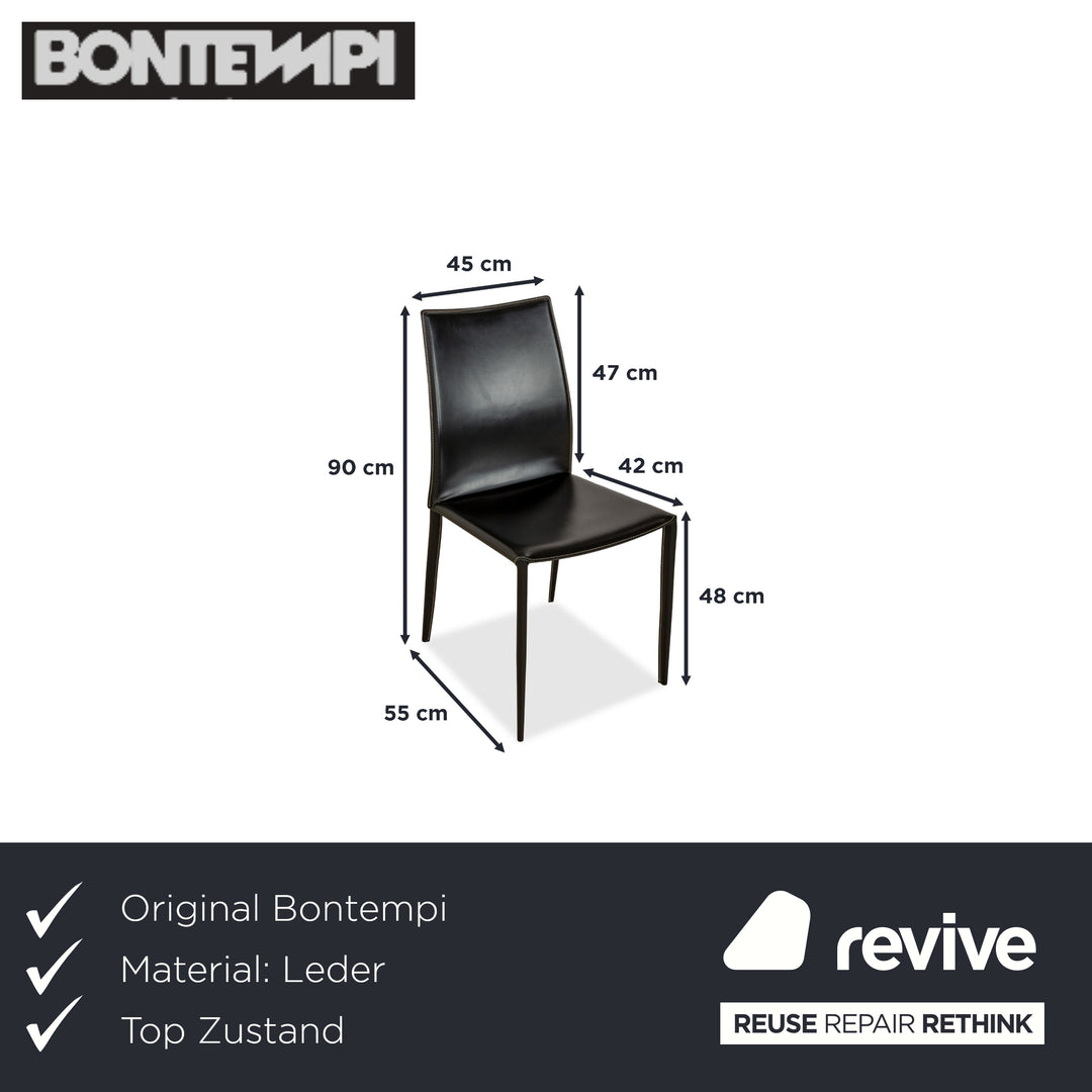 Set of 4 Bontempi Linda Leather Black Dining Chairs