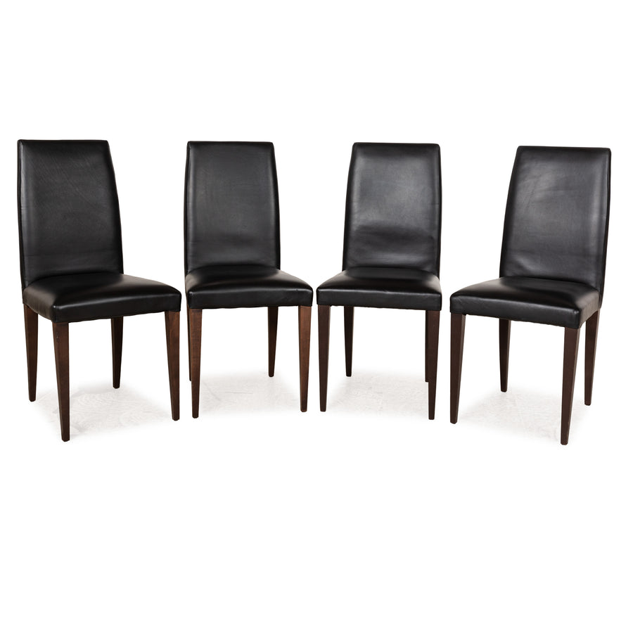 Lot de 4 chaises MDF Italia en cuir noir