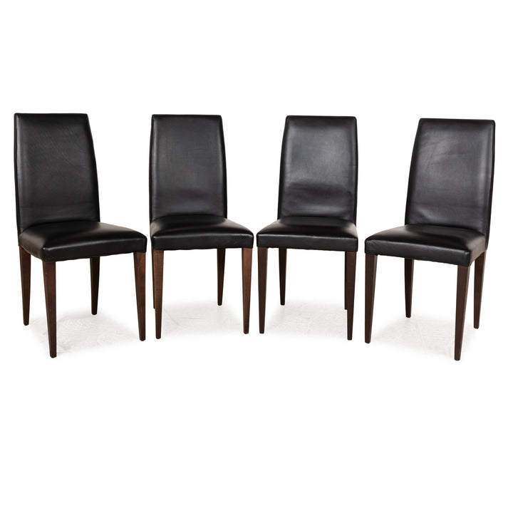 Lot de 4 chaises MDF Italia en cuir noir