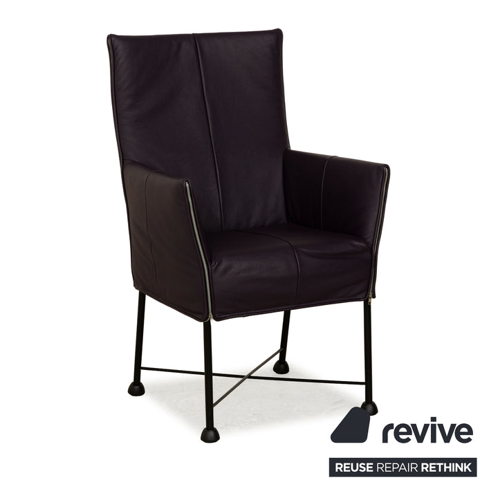 Ensemble de 4 chaises Montis Chaplin en cuir violet et aubergine