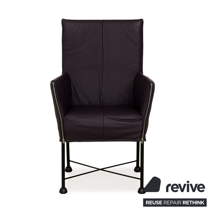 Ensemble de 4 chaises Montis Chaplin en cuir violet et aubergine
