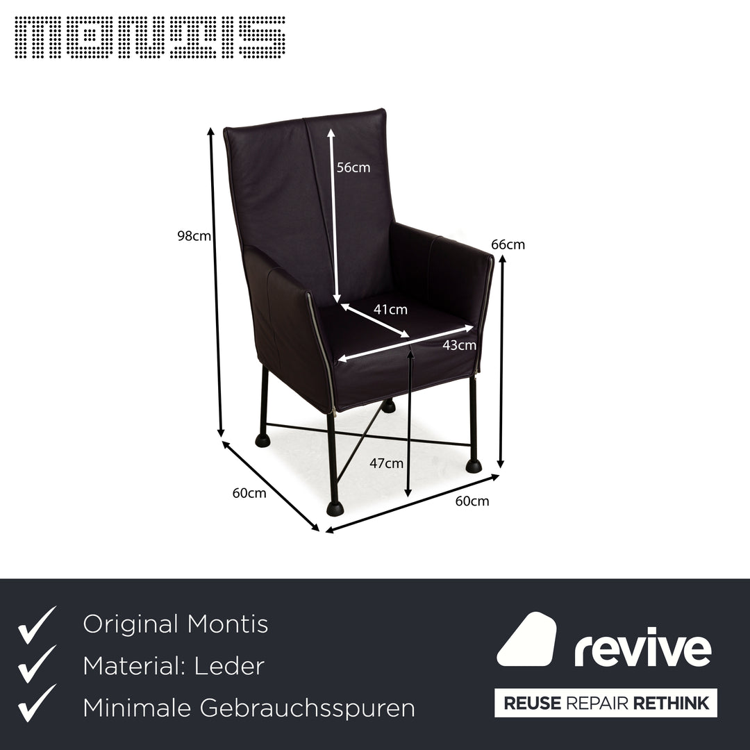 Ensemble de 4 chaises Montis Chaplin en cuir violet et aubergine