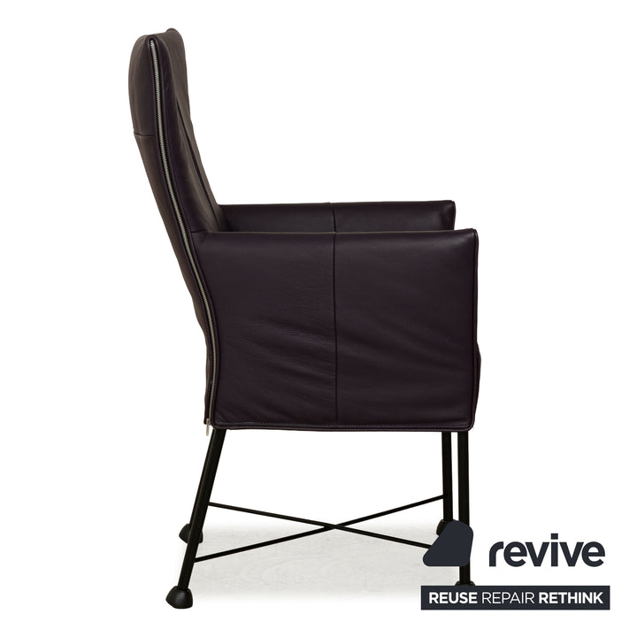 Ensemble de 4 chaises Montis Chaplin en cuir violet et aubergine