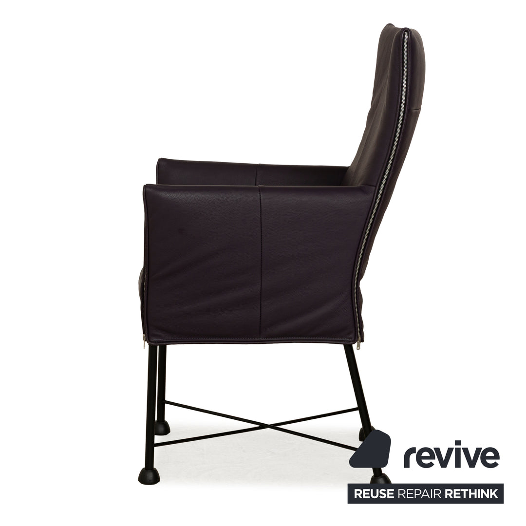 Ensemble de 4 chaises Montis Chaplin en cuir violet et aubergine