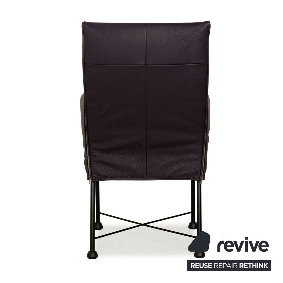 Ensemble de 4 chaises Montis Chaplin en cuir violet et aubergine