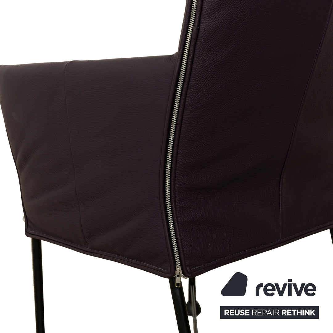 Ensemble de 4 chaises Montis Chaplin en cuir violet et aubergine