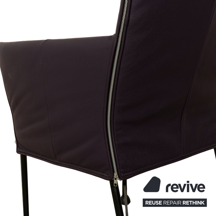 Ensemble de 4 chaises Montis Chaplin en cuir violet et aubergine