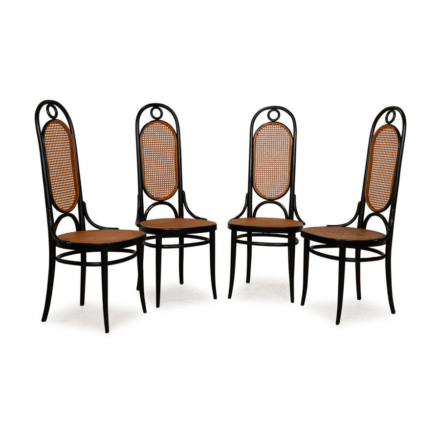 Lot de 4 chaises, Thonet n° 207 R, chaise en bois, salle à manger, marron, café