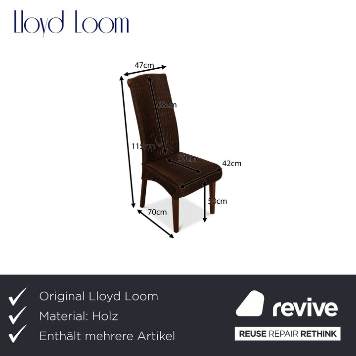 Set of 5 Lloyd Loom Wooden Chairs Brown Dining Room