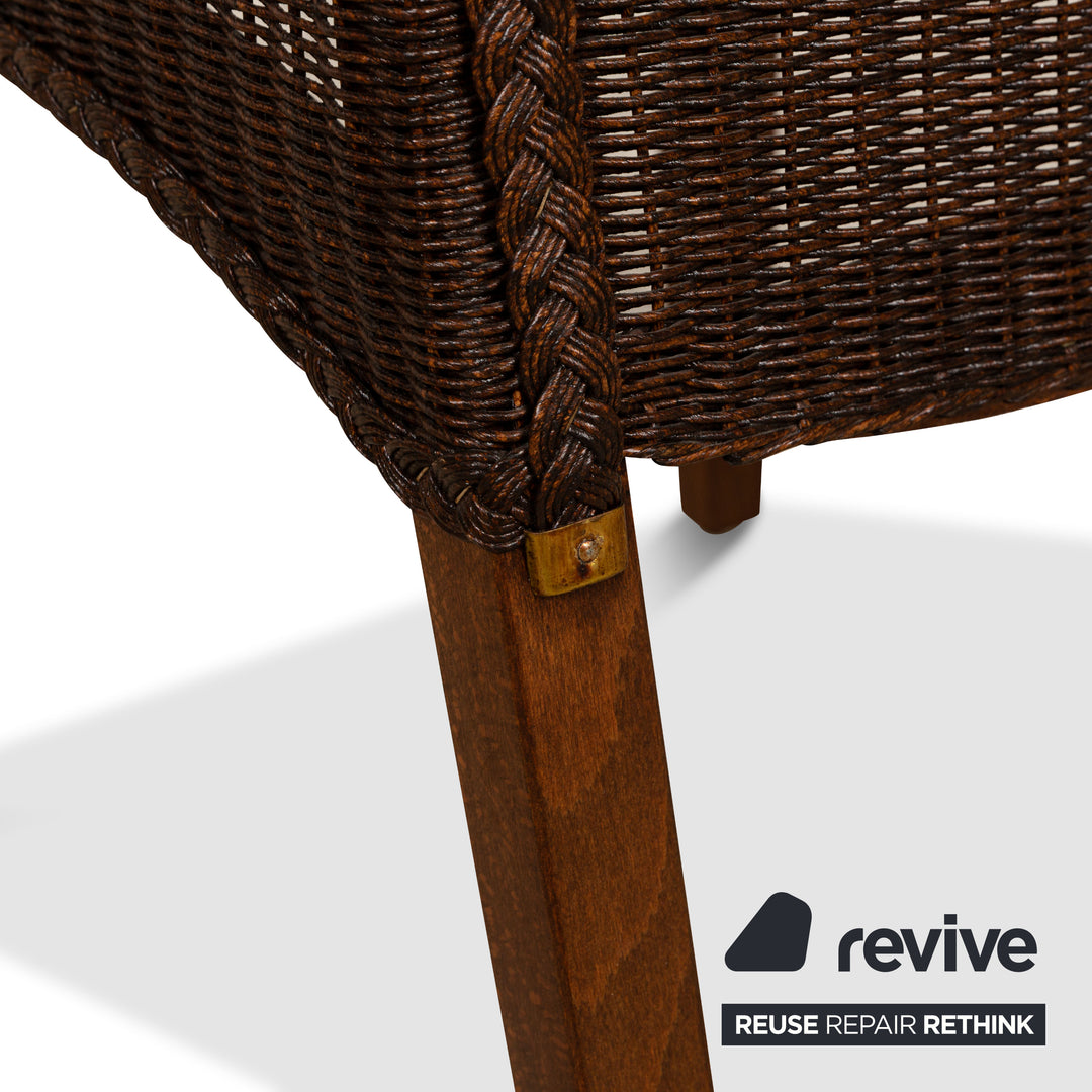 Lot de 5 chaises en bois Lloyd Loom marron salle à manger