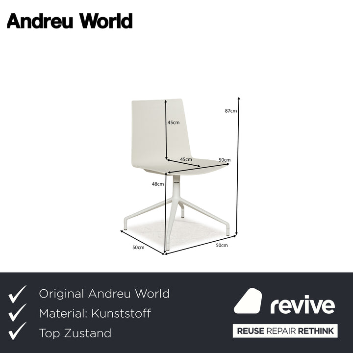 Lot de 6 chaises plastique Andreu World blanc crème fonction manuelle