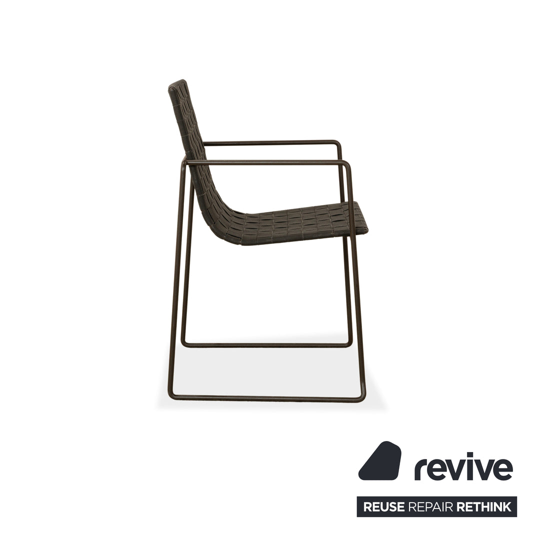 Set of 6 Andreu World Trenza metal chairs black dark brown outdoor garden furniture