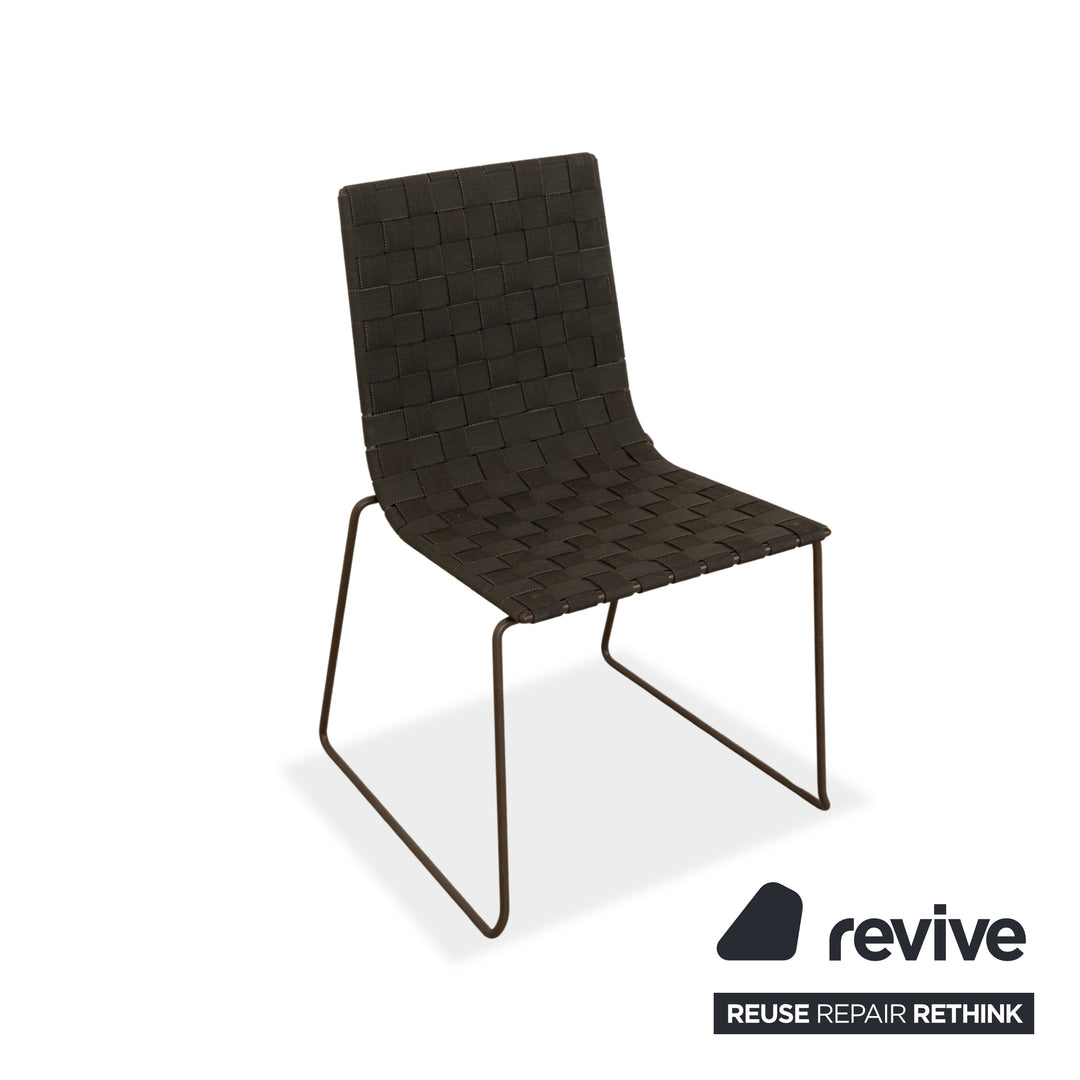 Lot de 6 chaises en métal Andreu World Trenza noir marron foncé mobilier de jardin extérieur