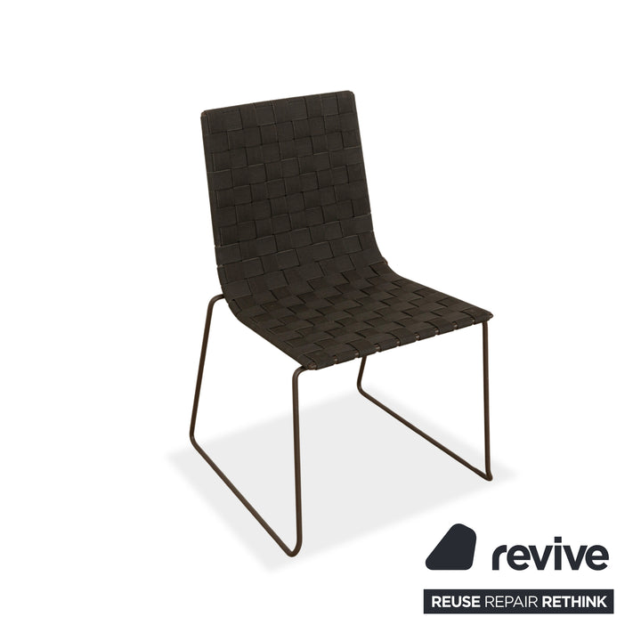 Lot de 6 chaises en métal Andreu World Trenza noir marron foncé mobilier de jardin extérieur