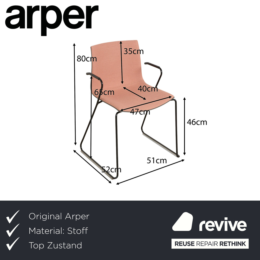 6er Garnitur Arper Catifa 46 Stoff Stuhl Rot Beere